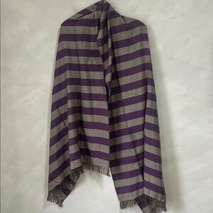 SONIA RYKIEL silk and yak scarf striped purple grey shawl